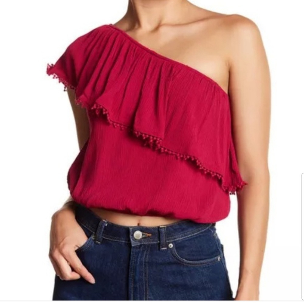Ten Sixty Sherman One Shoulder Ruffle Crop Top M